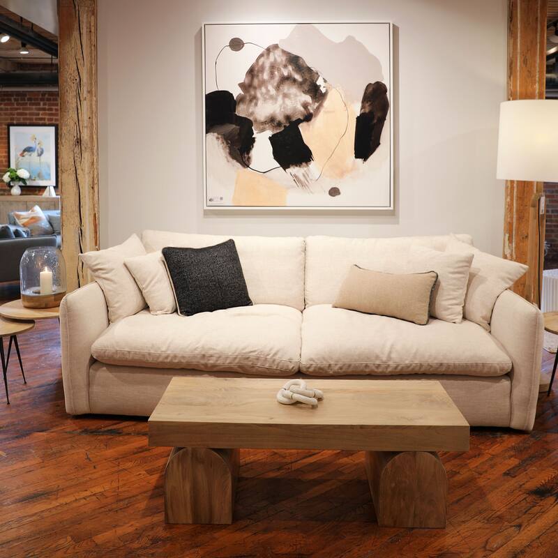 Rosedale Polyester Upholstered Sofa, Off-White