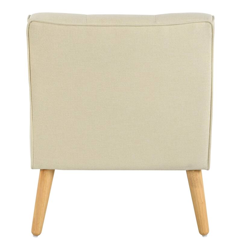 Mid-Century Modern Armchair - Tufted Fabric Accent Chair with Solid Wood Legs- Classic Button-Tufted Back & Tapered Design