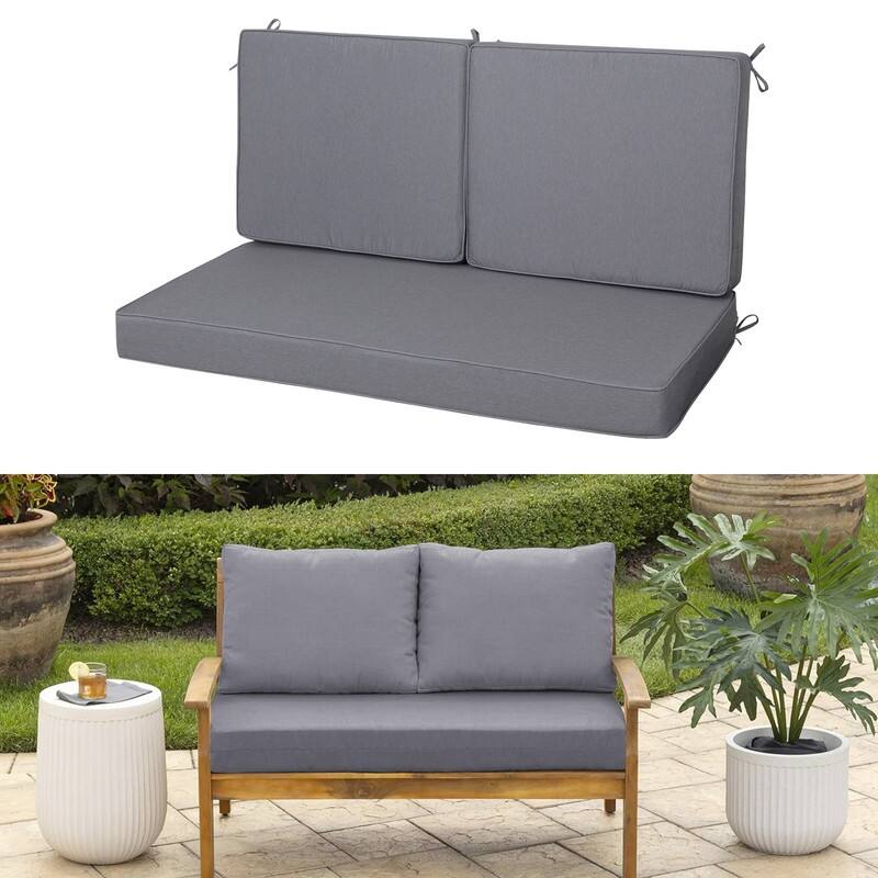 Outdoor Loveseat Cushion Set (Set of 1 Seats,48x24in, 2 Backs,24x18in ) - 24X48X4.5in - Grey-foam