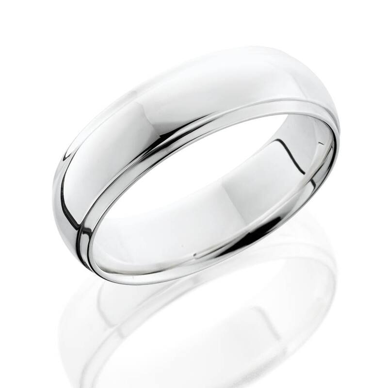 6mm Half Round Edge Mens Wedding Band White Gold