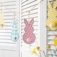 preview thumbnail 10 of 22, Glitzhome Easter Wooden Eggs Door Hanger Metal Truck Bunny Garland Wall Hanging Decor - N/A