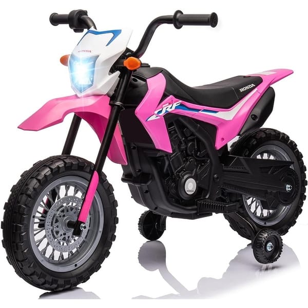 slide 2 of 12, Electric Kids Ride-on Motorcycle, Motorbike with Training Wheels Pink
