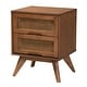 preview thumbnail 13 of 13, Rina Mid-Century Modern Ash Walnut Finished Wood 3-Piece/ 4-Piece Bedroom Set with Synthetic Rattan(Multiple Bed Sizes)