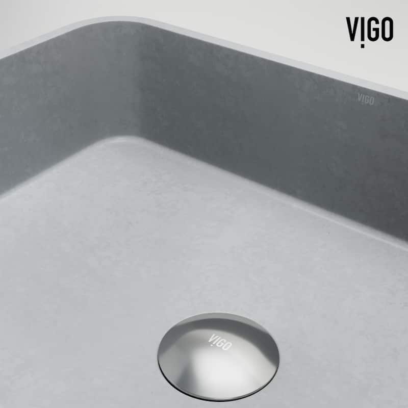 VIGO Cadman 18"L x 13"W Concrete Vessel Sink and Lexington 10"H Faucet Set