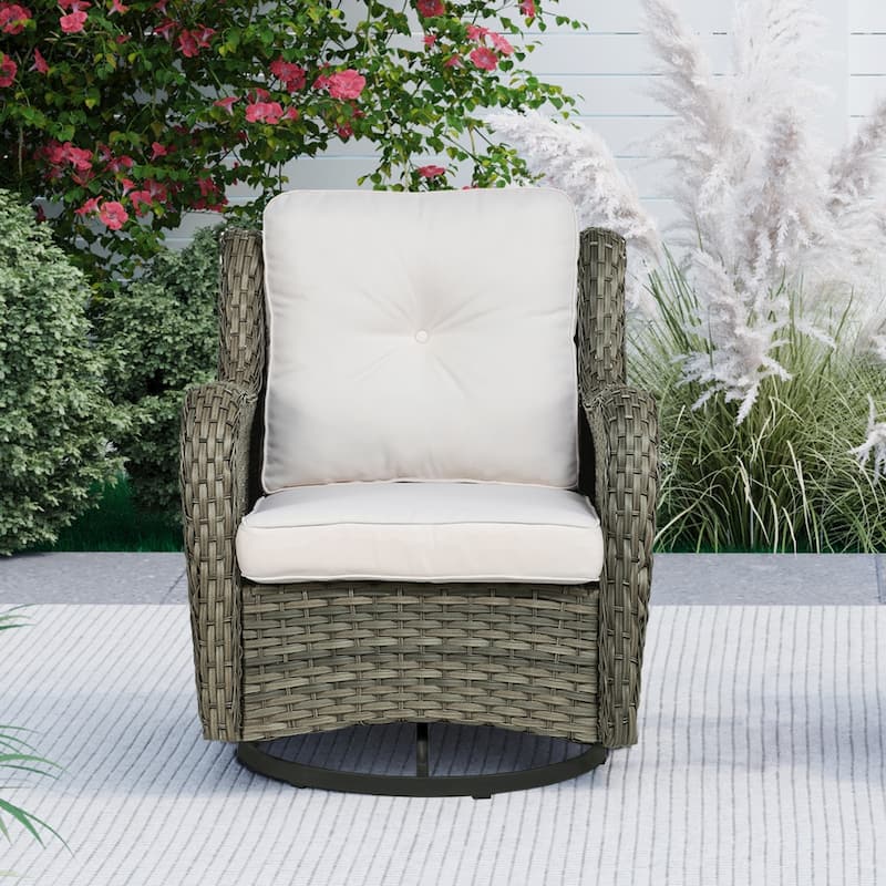 Outdoor Rattan Swivel Gliders Rocking Chair