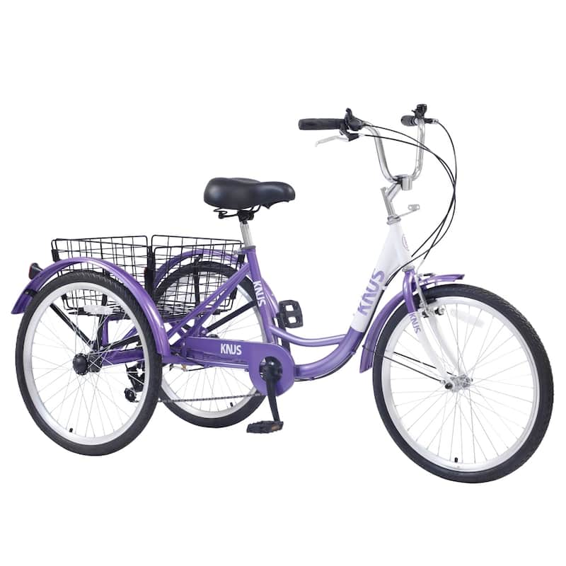 Steel 24 Inch 7 Speed 3-Wheel Bikes with Large Shopping Basket