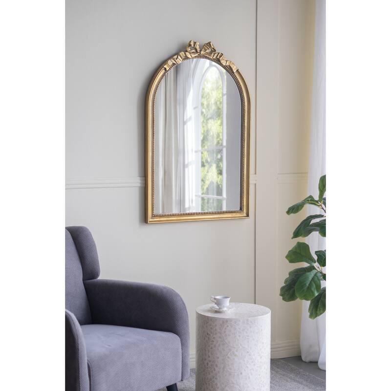 Baroque Style Gold Arch Wall Mirror - Decorative Accent