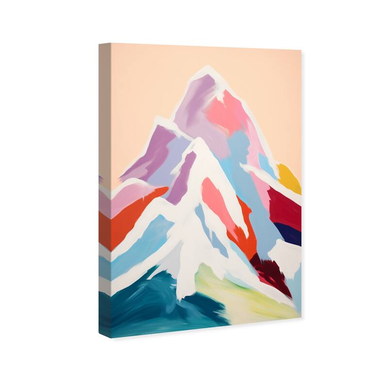 Wynwood Studio Nature and Landscape Mountain in Pastel Colors Pink and Light Pink Modern & Contemporary Wall Art Canvas Print