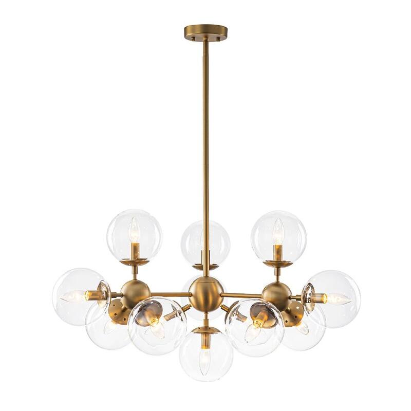 Mid-Century Modern 13-Light Glass Sphere Branch chandelier - 34.6 in
