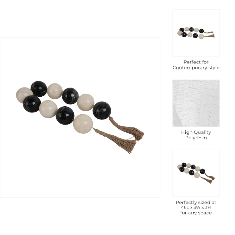 Decorative Bead Strand with Resin Spheres and Woven Jute Tassels - 46" x 3" x 3"