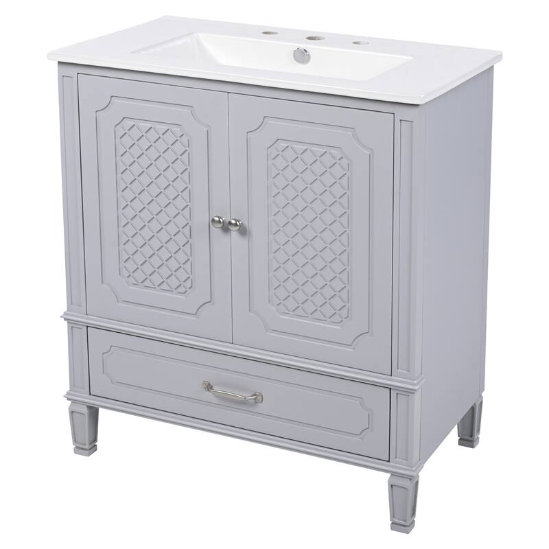 Bathroom Vanity with Sink Vintage Style,Multi-functional Storage Space