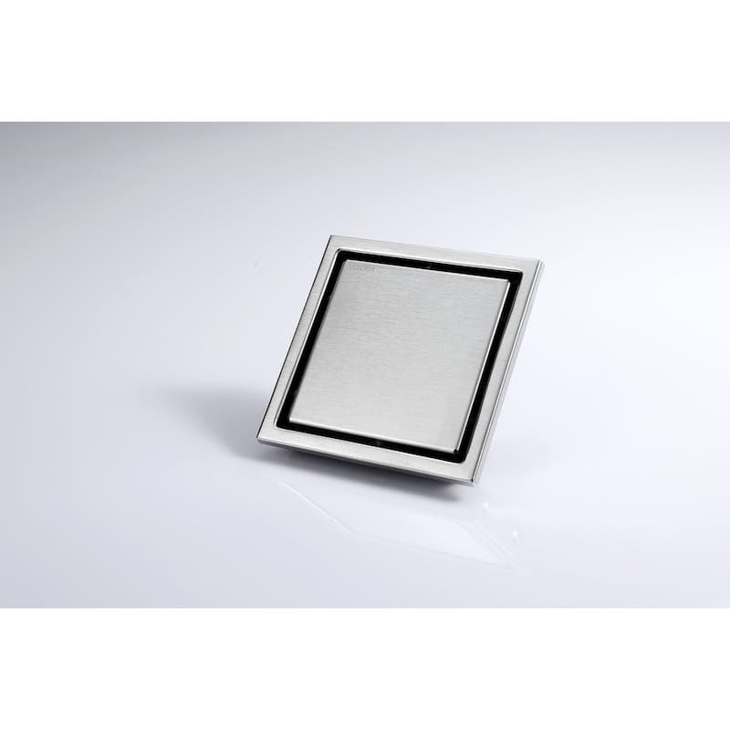 brushed nickel 6 inch stainless material shower drain with ABS base - 6 x 6