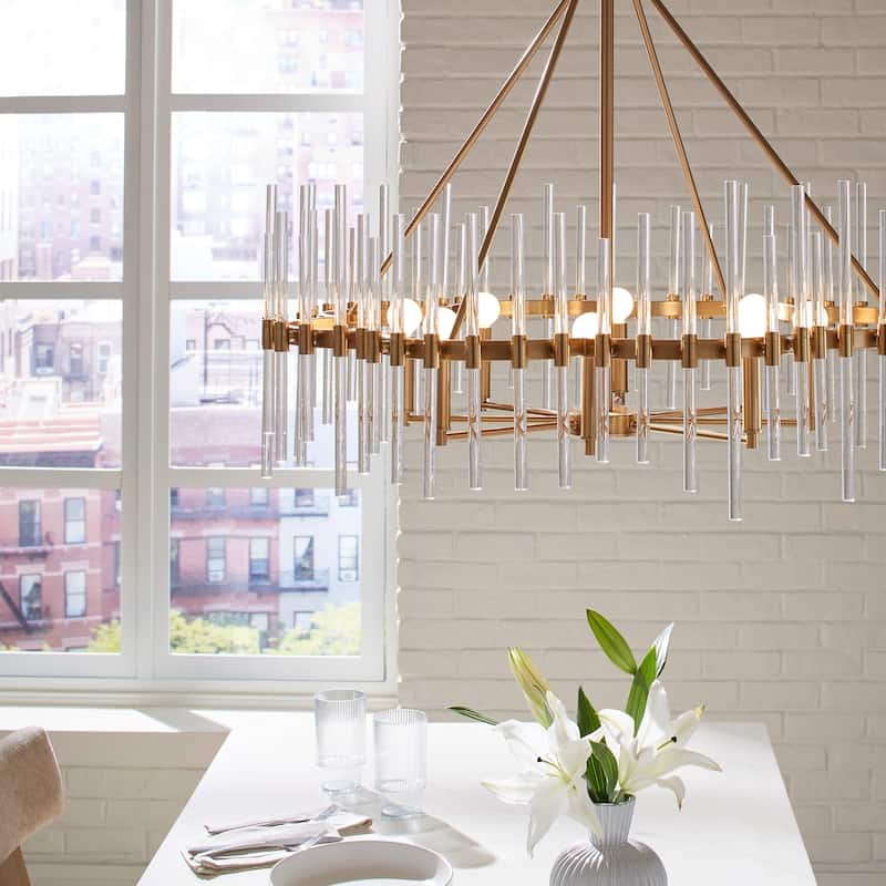 8-Light Scalloped Center Ring Ceiling Chandelier - 38.75"