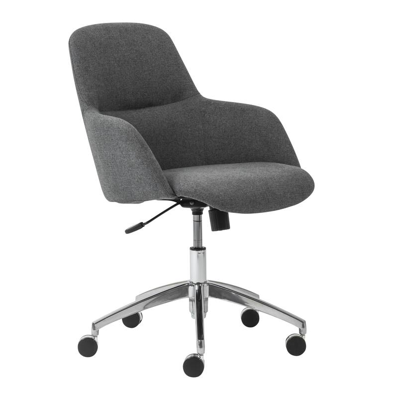 Dark Gray and Silver Aluminum and Fabric Adjustable Swivel Rolling Conference Office Chair - 25.79' X '39.97' X '25.2