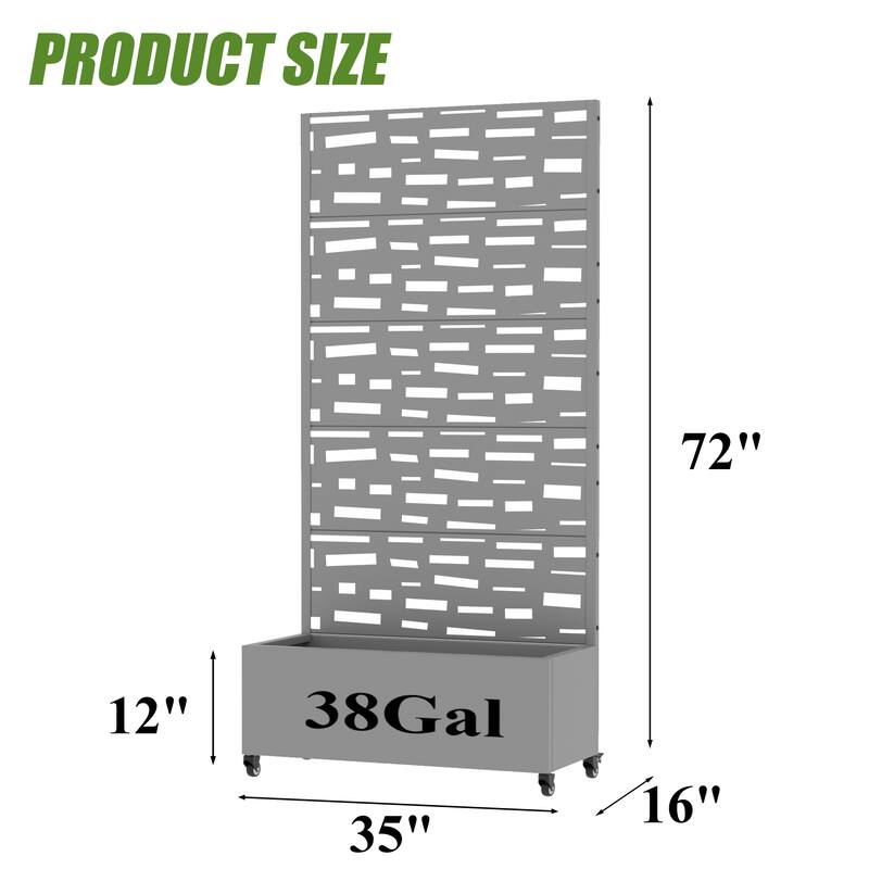 Raised Garden Bed Planter with Trellis Movable Planter Box with Lockable Wheels