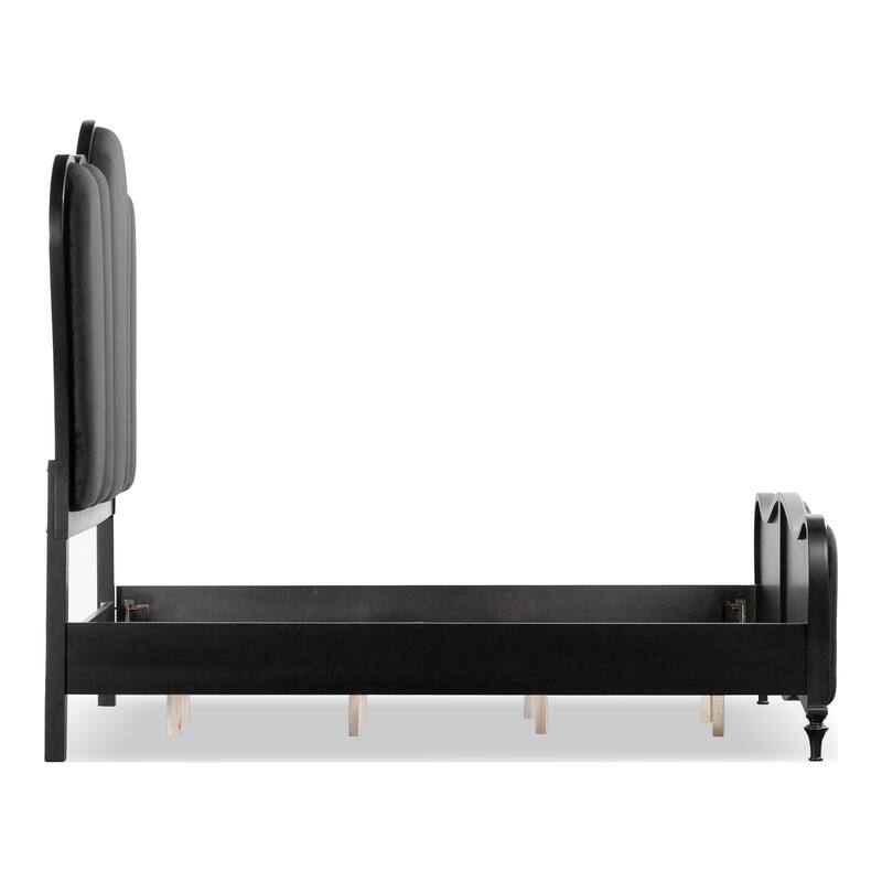 Furniture of America Seabliss Glam 4-Piece Black Solid Wood Panel Bedroom Set