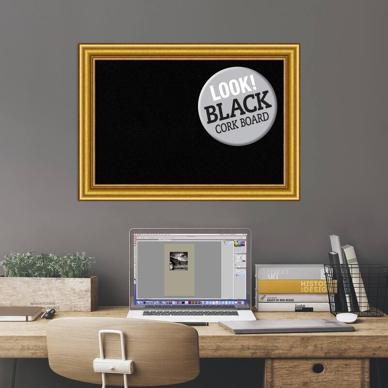 Framed Black Cork Board, Townhouse Gold