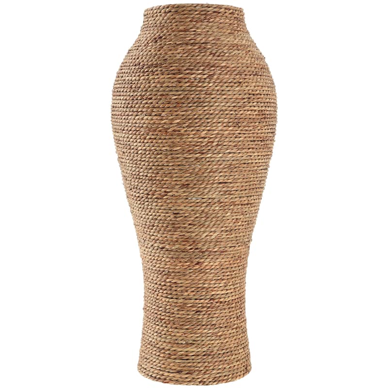 Brown Seagrass Handmade Tall Wrapped Decorative Vase