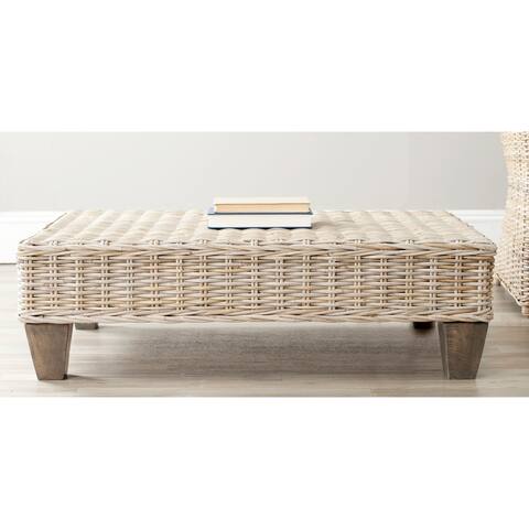 SAFAVIEH Leary Washed Natural Wicker Bench. - 41" W x 28" D x 12" H