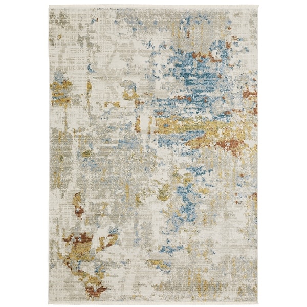 slide 2 of 12, Style Haven Boulevard Power-Loom Recycled P.E.T. Abstract Beige/ Multi Rug- 3' 10" x 5' 5" - Runner/Rectangle