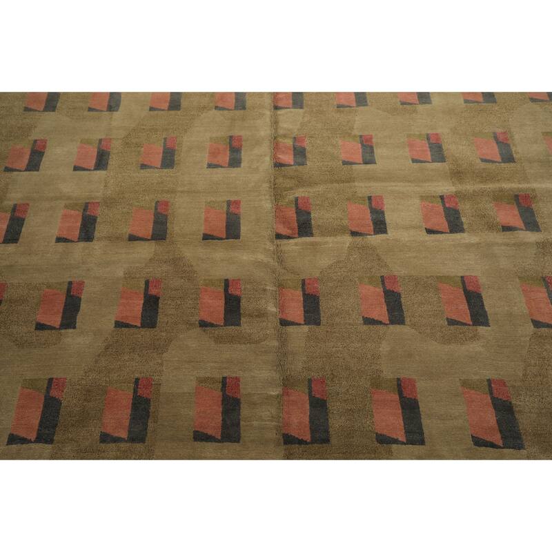 7'11''x10 Tibetano Hand Knotted Wool Moss Modern & Contemporary Designer Rug - 7' 11'' x 10'