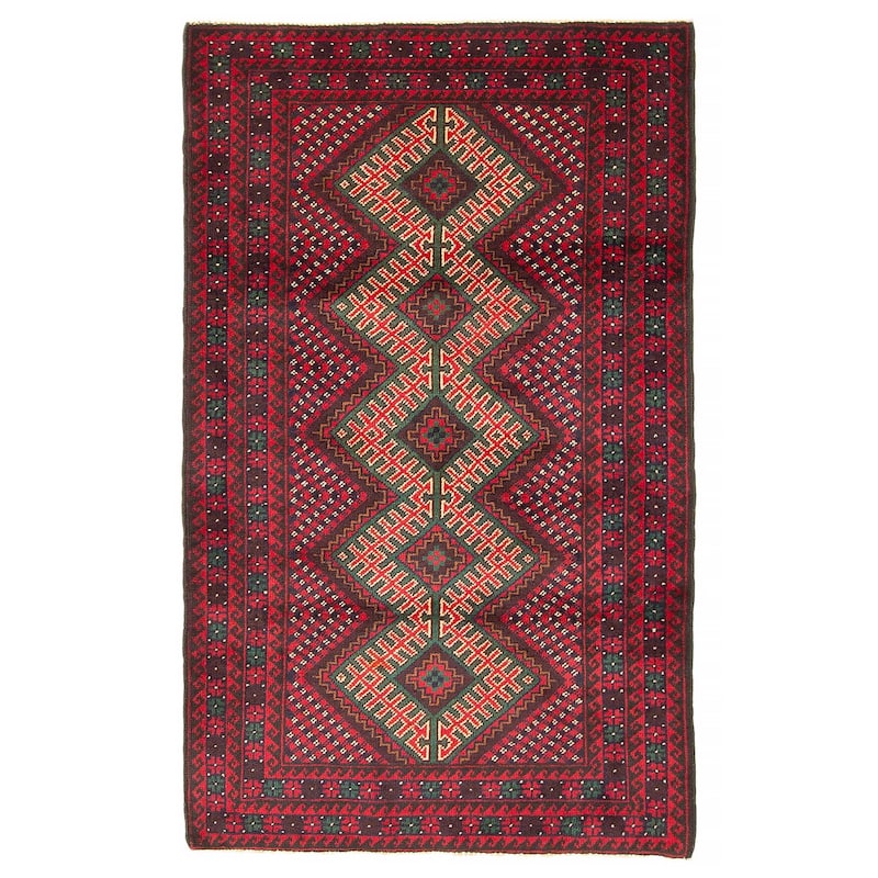 Teimani Red Rug 3'0" x 4'11" - 3'0 x 4'11 - Red - 3'0 x 4'11