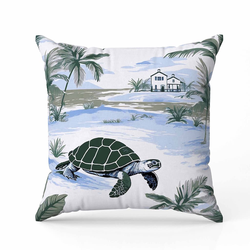 Sandy Shores Turtle Faux Suede Reversible Throw Pillow Green and Blue