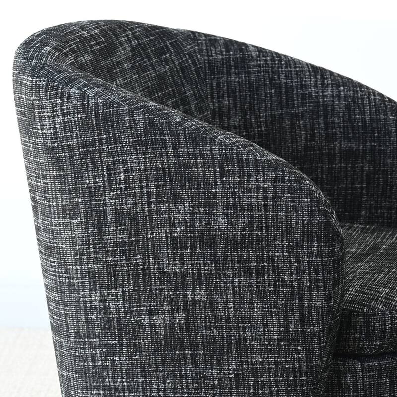 Upholstered 360° Swivel Barrel Chair with Curved Backrest