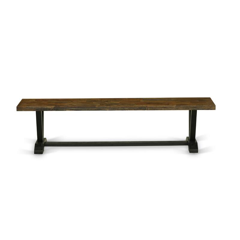 East West Furniture V-Style Modern Dining Room Bench with Wooden Seat, 72x15x18 Inch(Finish Options) - 72