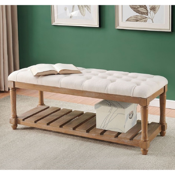 Somette Toffee Brown Cream Tufted Accent Bench Bed Bath Beyond