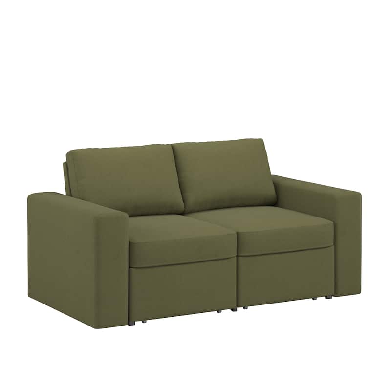 Soma Upholstered Loveseat with 2 Hidden Metal Wire Storage Drawers by iNSPIRE Q Modern - Green