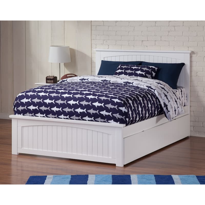 Nantucket Solid Wood Platform Bed with Matching Footboard & Twin Trundle