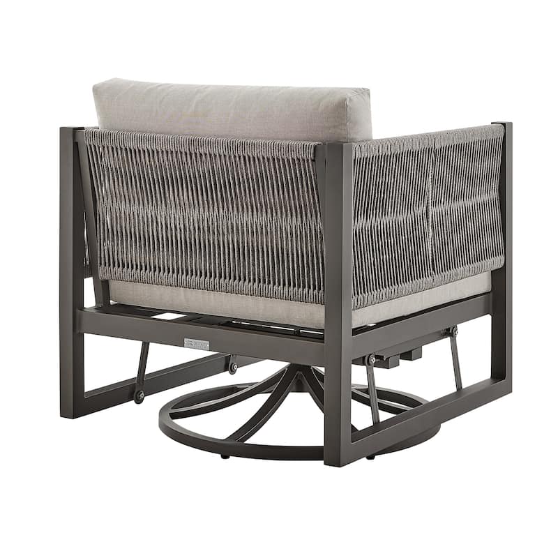 Cuffay Modern Aluminum and Rope Outdoor Patio Swivel Glider Chair