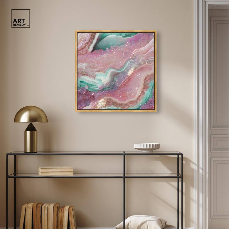 Pink and Mint Crystal III Canvas by Art Remedy