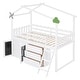 preview thumbnail 14 of 16, Twin Size House Loft Bed Wood Low Bedframe with Black Boards & Storage