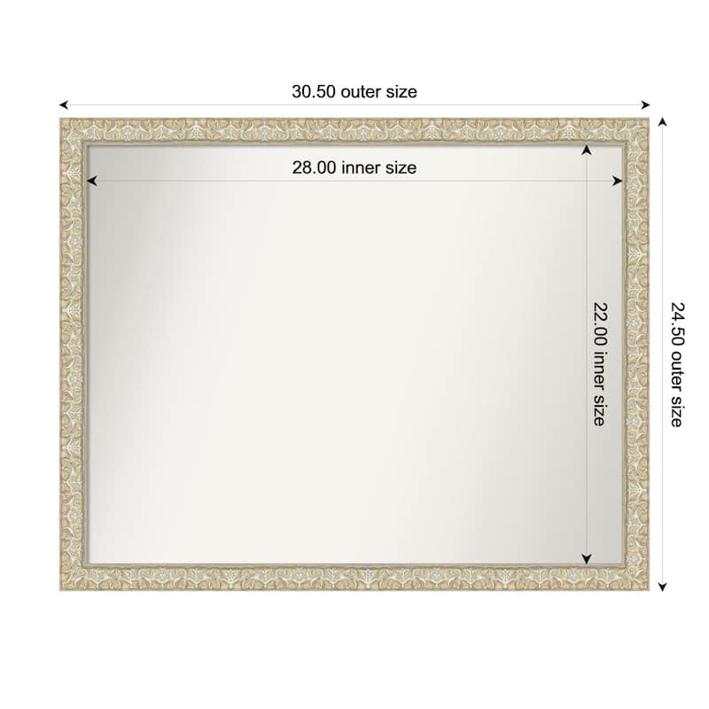 Lila Non-Beveled Wood Framed Bathroom Vanity Wall Mirror - 31 x 25 in - Lila Silver