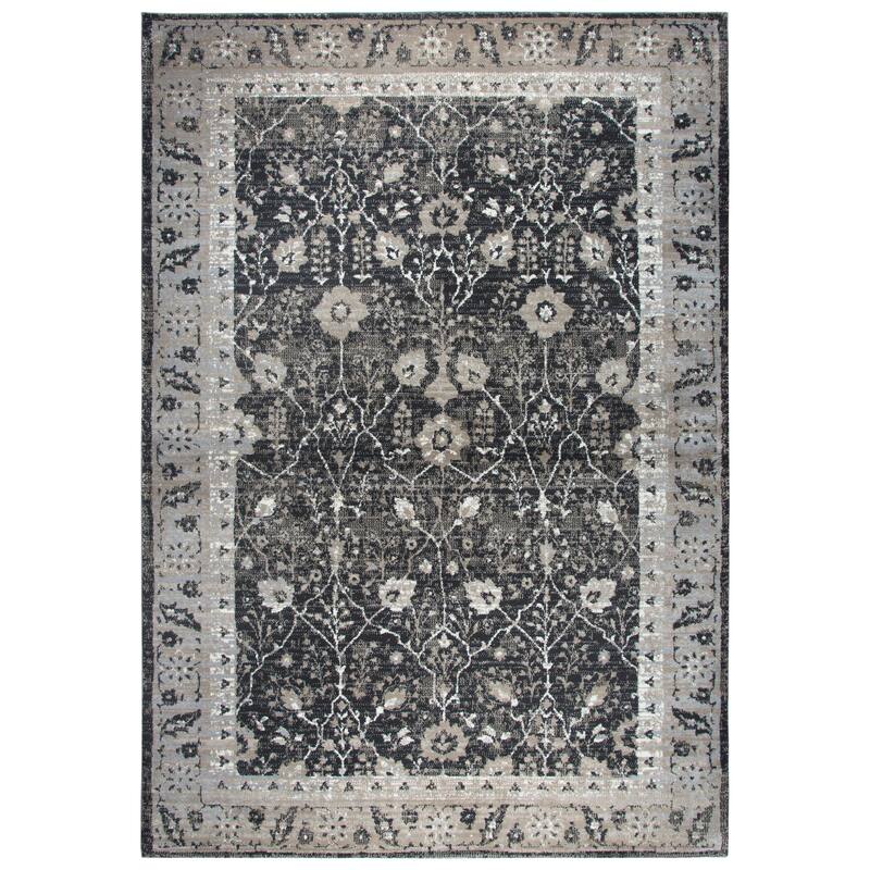 Alora Decor Swagger Beige, Ivory, Grey, and Black Persian-style Floral Rug