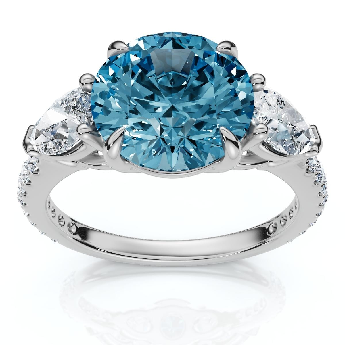 Bliss Diamond 3 1/2Ct Fancy Blue Lab Grown Accent Diamond Engagement Ring Gold