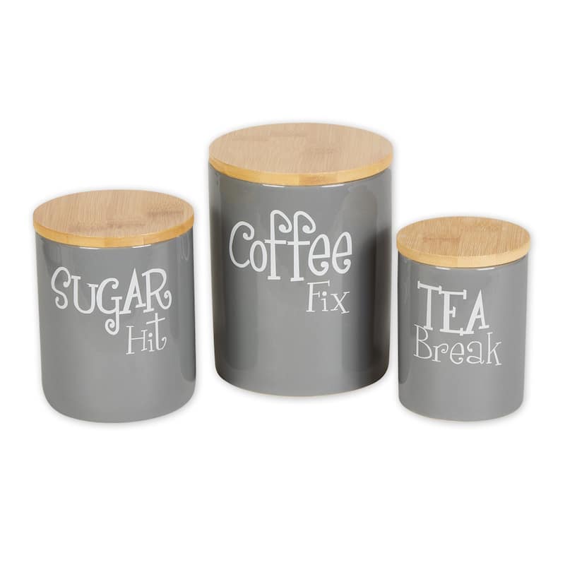 DII Coffee/Sugar/Tea Ceramic Canister (Set of 3) - Silver