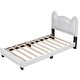 preview thumbnail 6 of 5, White Twin Size Pine Wood Upholstered Platform Bed, Cartoon Ears Headboard, Sturdy Construction