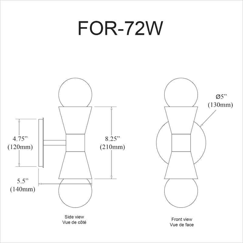 Retro Wall Sconce 2-Light - Metal Chrome Finish - Elegant Lighting Decor - 5.5