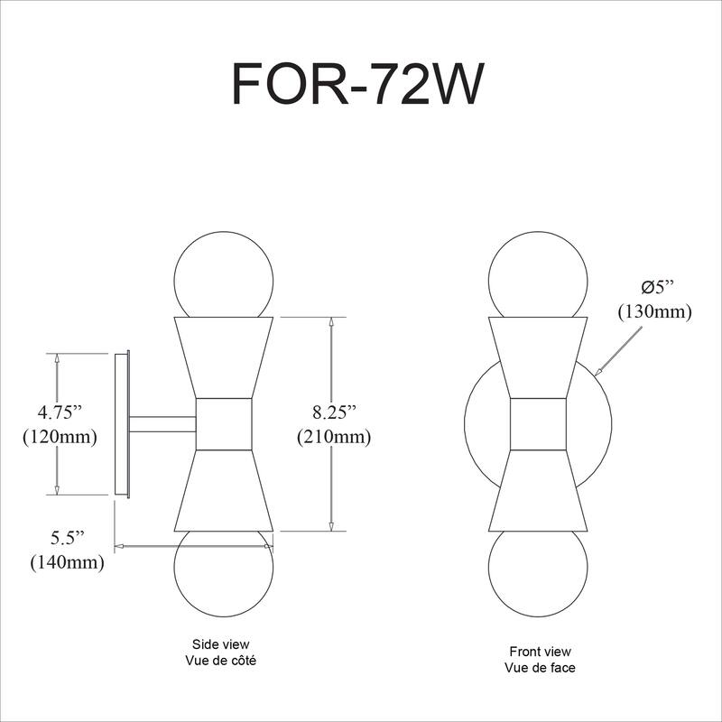 Wall Sconce 2 Light Matte Black Chrome Modern Wall Lighting Fixture - 5.5