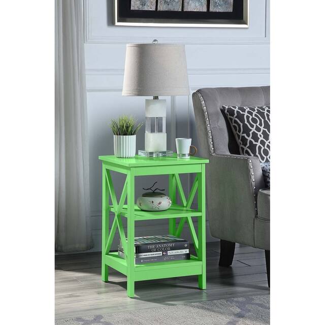 Copper Grove Cranesbill X-Base 3-Tier End Table with Shelves - Lime