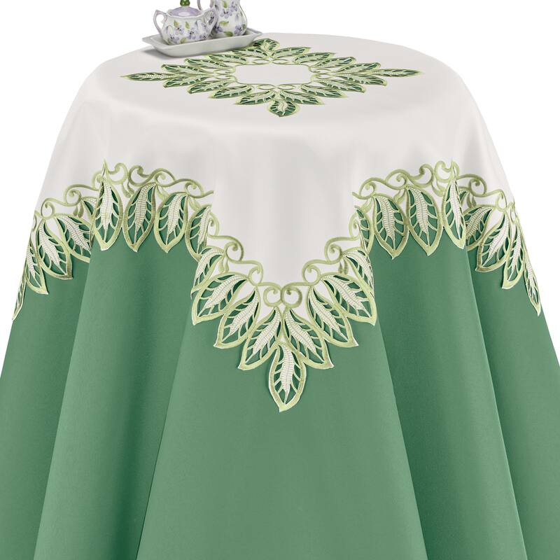 Embroidered Dainty Leaf Border Table Linens