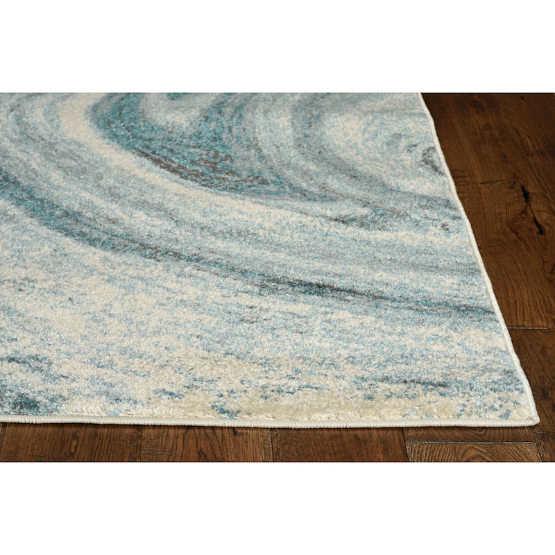 Domani Globe Teal Marble Area Rug