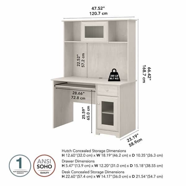 Cabot 48W Small Computer Desk with Hutch by Bush Furniture - Bed Bath ...