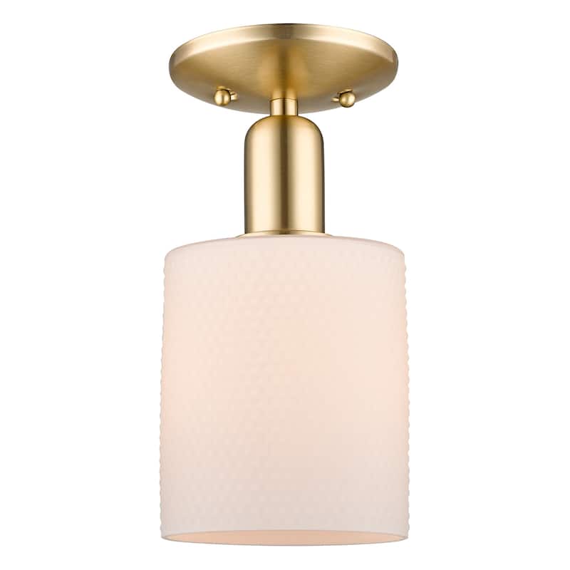 Innovations Lighting 716-1C-11-5 Cobbleskill Semi-Flush Cobbleskill 5" - Champagne Bronze / Matte White
