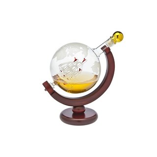 U.S. Navy Globe Whiskey Decanter Set With 4 Liquor Glasses