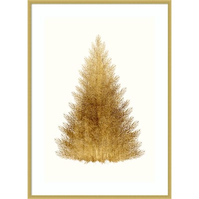 Tan Christmas Tree by Kubistika Wood Framed Wall Art Print