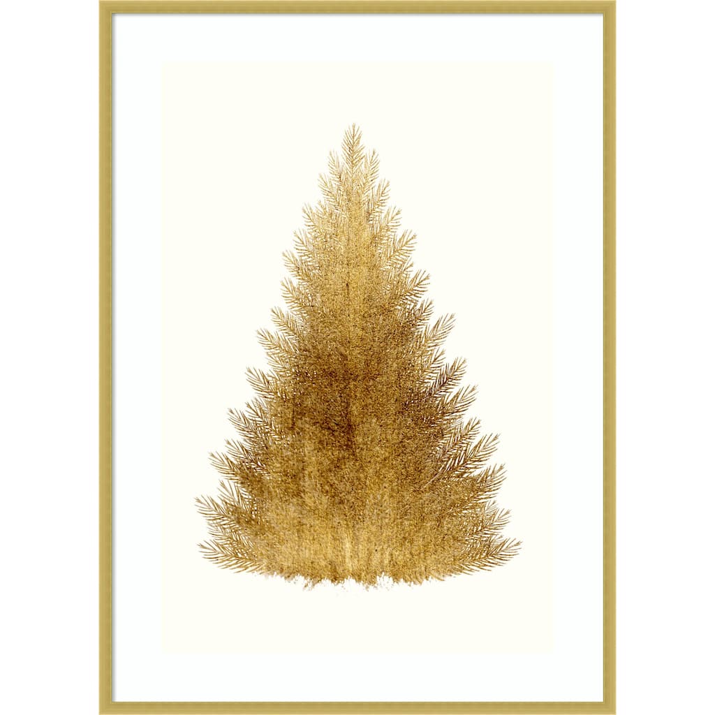 Tan Christmas Tree by Kubistika Wood Framed Wall Art Print